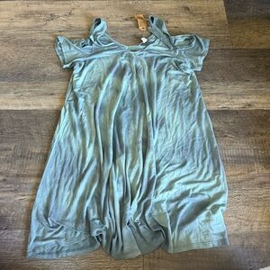 American Eagle Outfitters Blue Tie Dye Cold Shoulder Dress